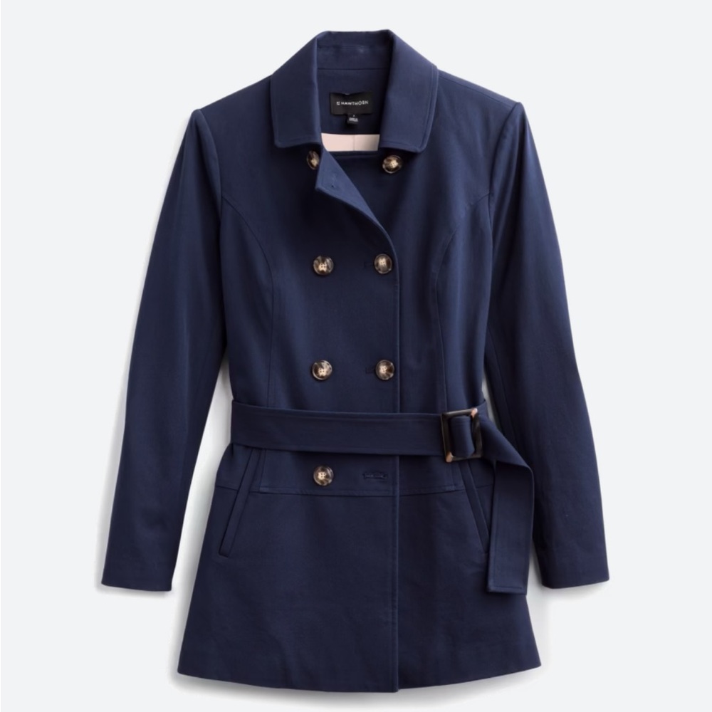 41 Hawthorne Crue Belted Trench jacket. Navy, size M